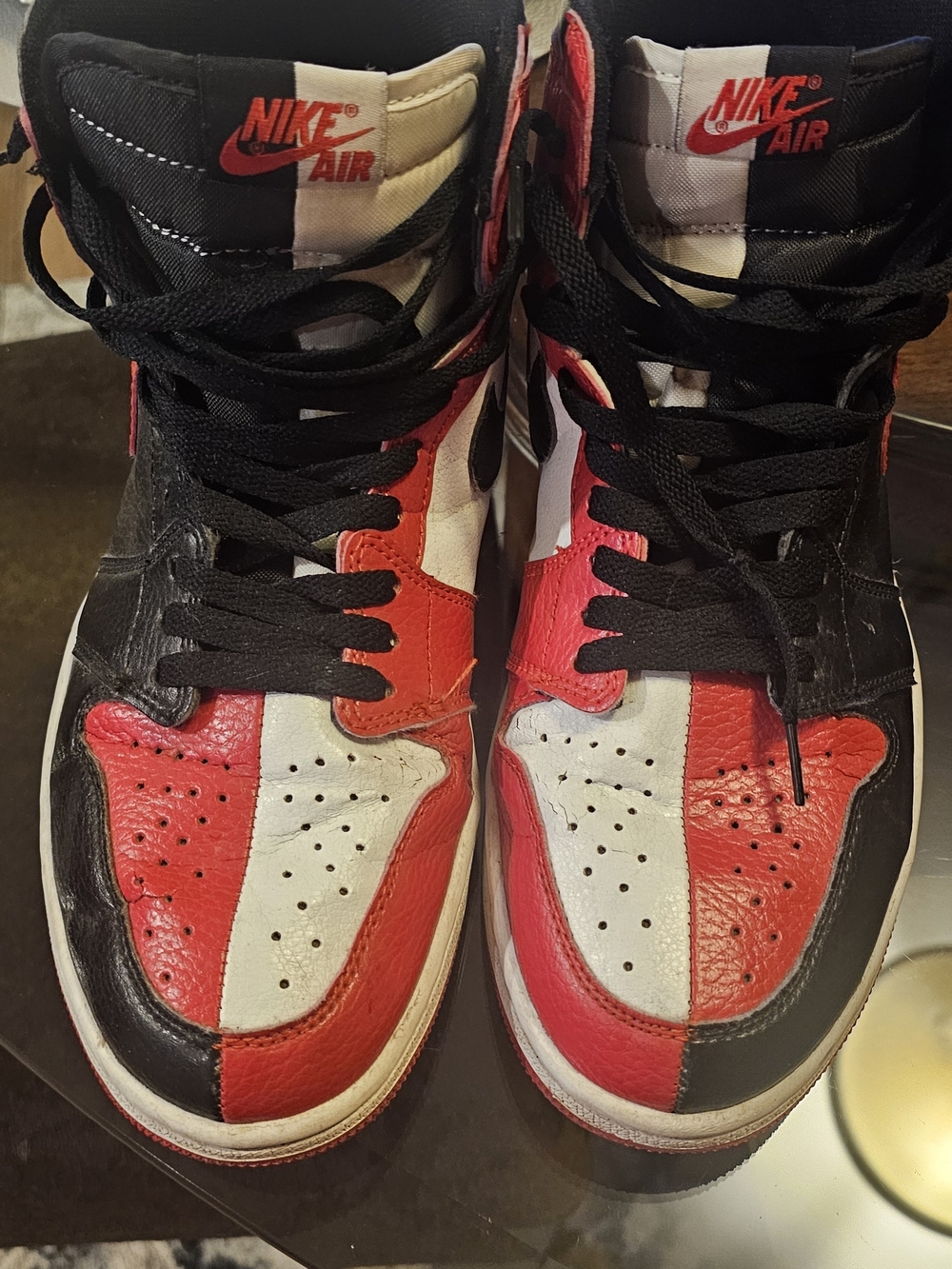 Nike Air Jordan 1 Style High Top Sneakers in Red, White & Black